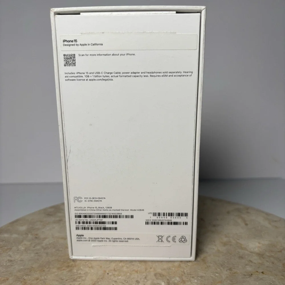 Apple iPhone 15 Black 128GB - Empty‎ Box ONLY Sticker